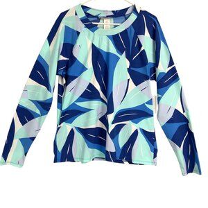 La Blanca XL Rash Guard Top NWT Long Sleeve Swim Shirt Leaf Print Blue Green